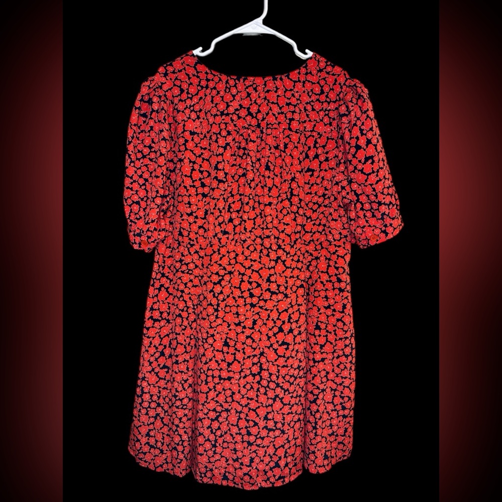 Topshop Curve Bella V-neck mini tea dress in red floral print Size US 18 - Picture 2 of 6
